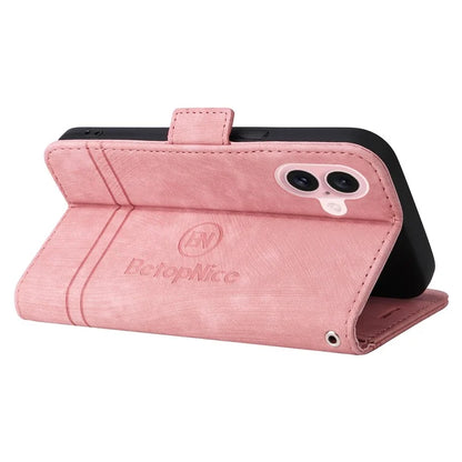 BETOPNICE 001 for iPhone 16 Case Leather Phone Cover Handbag Flip Stand Protective