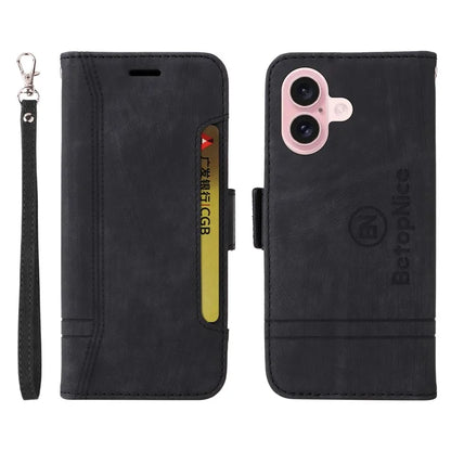 BETOPNICE 001 for iPhone 16 Case Leather Phone Cover Handbag Flip Stand Protective