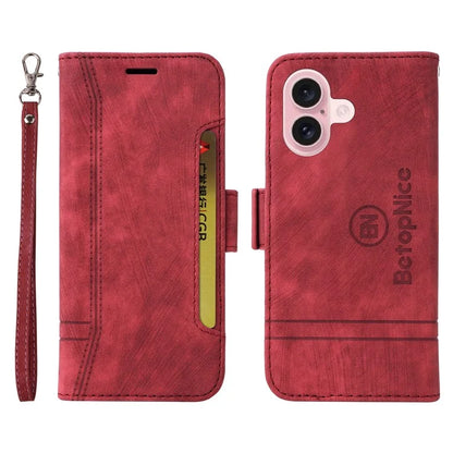 BETOPNICE 001 for iPhone 16 Case Leather Phone Cover Handbag Flip Stand Protective