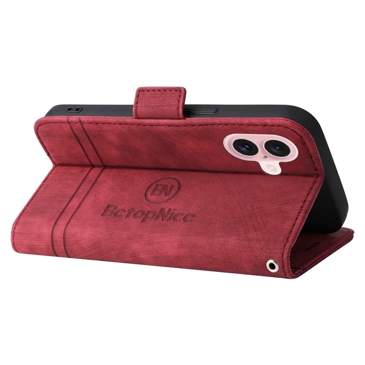 BETOPNICE 001 for iPhone 16 Case Leather Phone Cover Handbag Flip Stand Protective