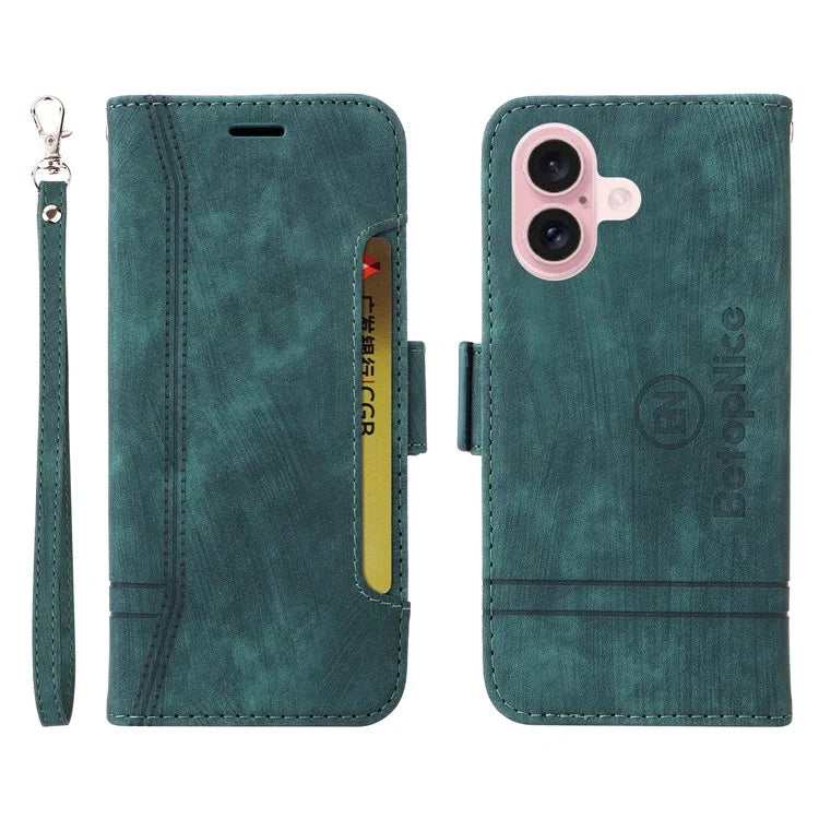 BETOPNICE 001 for iPhone 16 Case Leather Phone Cover Handbag Flip Stand Protective