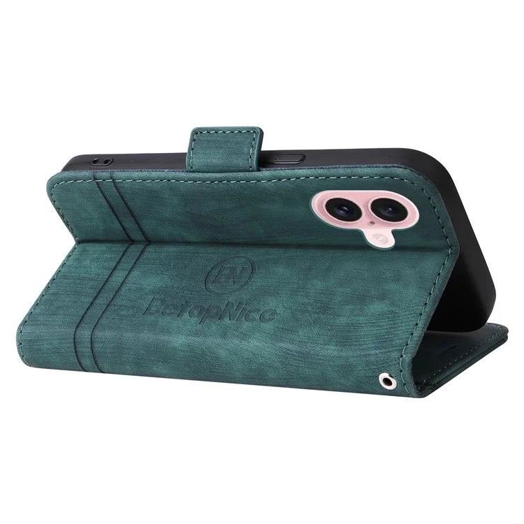 BETOPNICE 001 for iPhone 16 Case Leather Phone Cover Handbag Flip Stand Protective