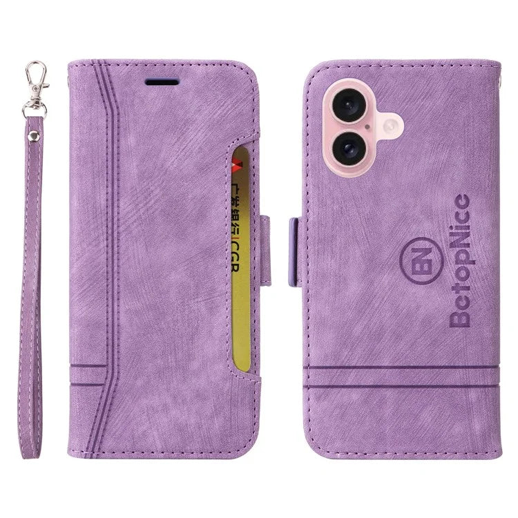 BETOPNICE 001 for iPhone 16 Case Leather Phone Cover Handbag Flip Stand Protective