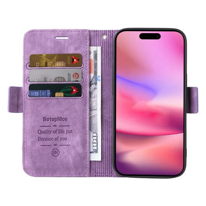 BETOPNICE 001 for iPhone 16 Case Leather Phone Cover Handbag Flip Stand Protective