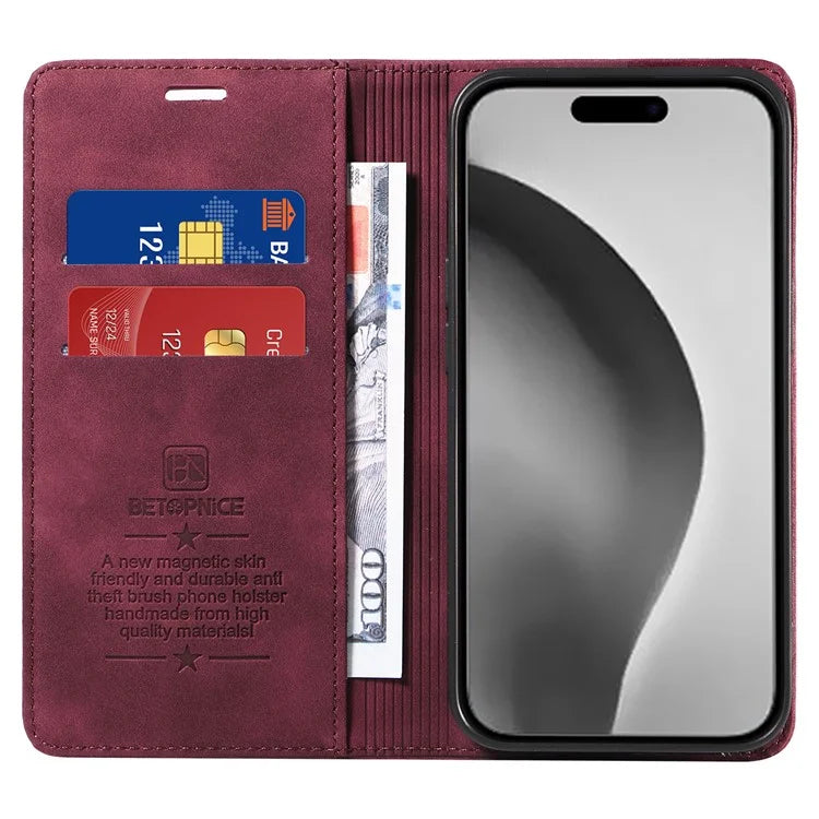 BETOPNICE 003 For iPhone 16 Pro Max Case Wallet Leather Phone Cover Magnetic Closing