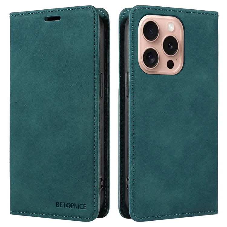 BETOPNICE 003 For iPhone 16 Pro Case Wallet Strong Magnetic Leather Phone Cover