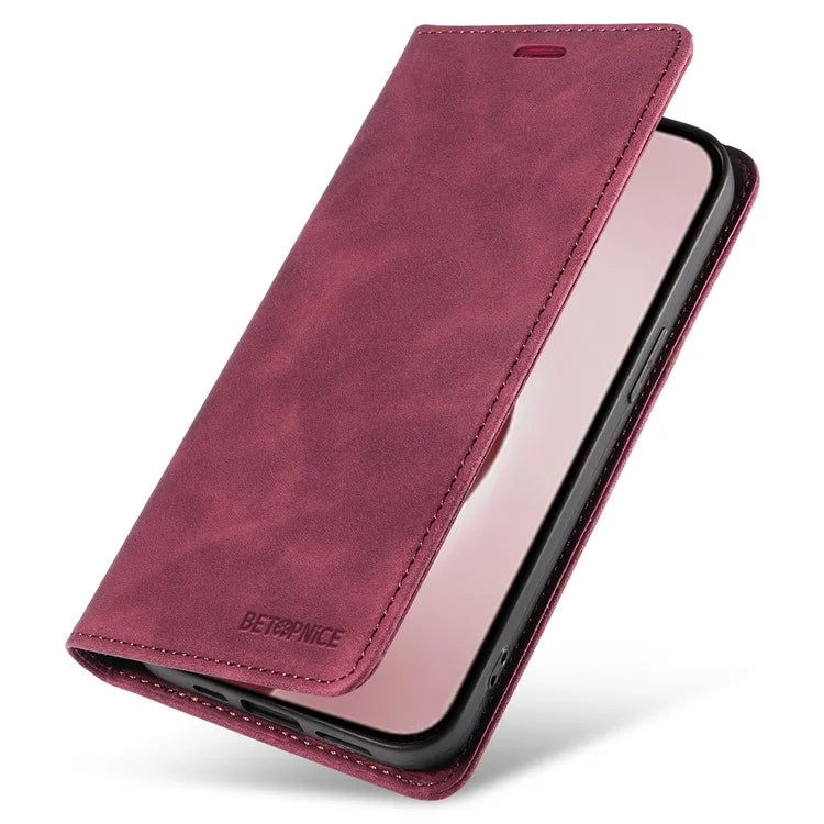 BETOPNICE 003 For iPhone 16 Pro Case Wallet Strong Magnetic Leather Phone Cover
