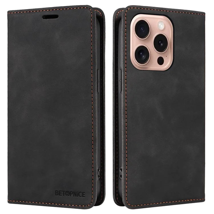 BETOPNICE 003 For iPhone 16 Pro Case Wallet Strong Magnetic Leather Phone Cover