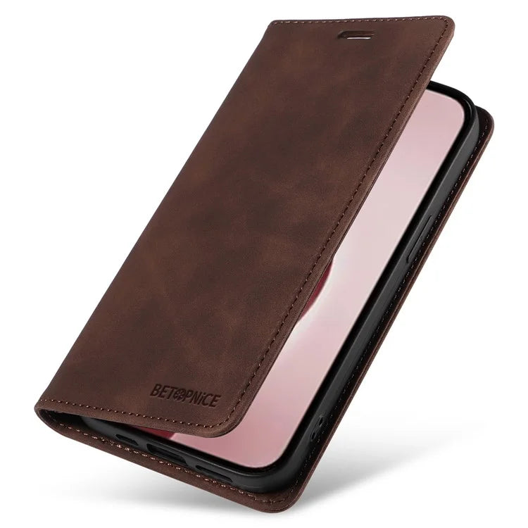 BETOPNICE 003 For iPhone 16 Pro Case Wallet Strong Magnetic Leather Phone Cover