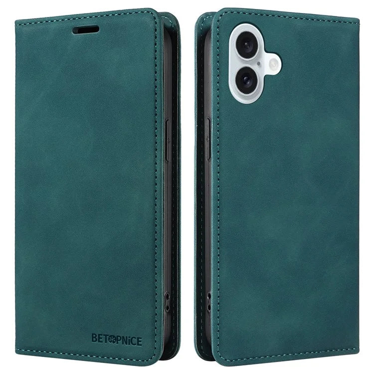 BETOPNICE 003 For iPhone 16 Plus Case RFID Blocking PU Leather Phone Cover