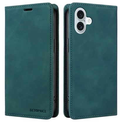 BETOPNICE 003 For iPhone 16 Plus Case RFID Blocking PU Leather Phone Cover