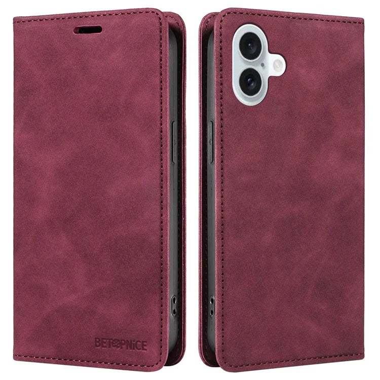 BETOPNICE 003 For iPhone 16 Plus Case RFID Blocking PU Leather Phone Cover