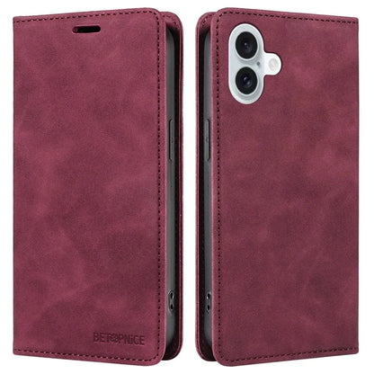 BETOPNICE 003 For iPhone 16 Plus Case RFID Blocking PU Leather Phone Cover