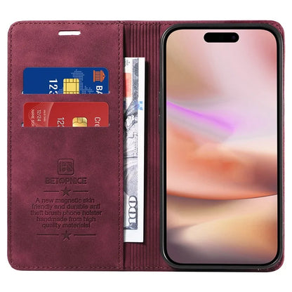 BETOPNICE 003 For iPhone 16 Plus Case RFID Blocking PU Leather Phone Cover