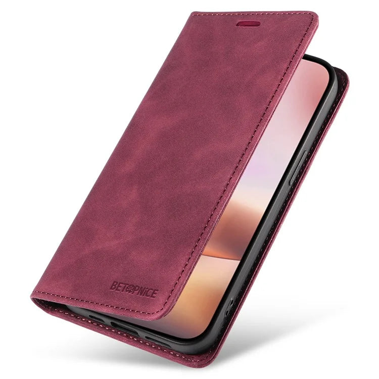 BETOPNICE 003 For iPhone 16 Plus Case RFID Blocking PU Leather Phone Cover