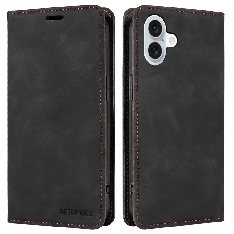 BETOPNICE 003 For iPhone 16 Plus Case RFID Blocking PU Leather Phone Cover