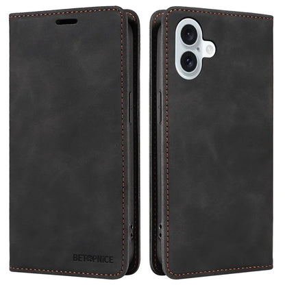 BETOPNICE 003 For iPhone 16 Plus Case RFID Blocking PU Leather Phone Cover