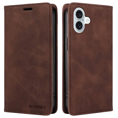 BETOPNICE 003 For iPhone 16 Plus Case RFID Blocking PU Leather Phone Cover