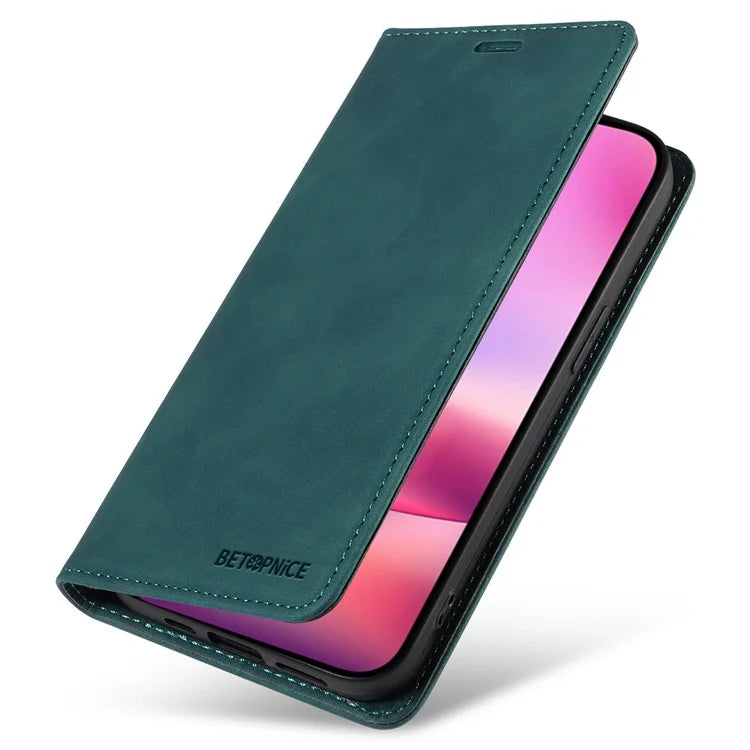 BETOPNICE 003 For iPhone 16 Leather Case Wallet Stand Protective Phone Cover