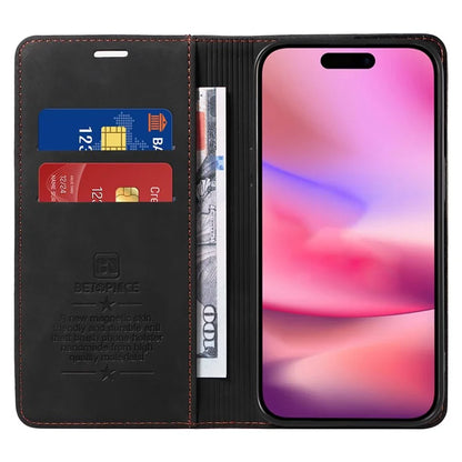 BETOPNICE 003 For iPhone 16 Leather Case Wallet Stand Protective Phone Cover