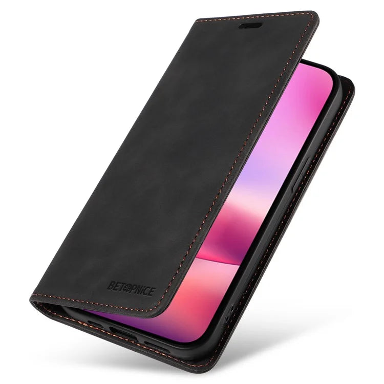 BETOPNICE 003 For iPhone 16 Leather Case Wallet Stand Protective Phone Cover