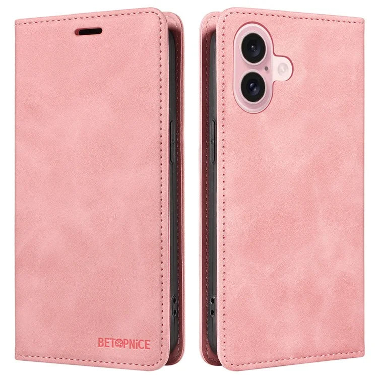 BETOPNICE 003 For iPhone 16 Leather Case Wallet Stand Protective Phone Cover
