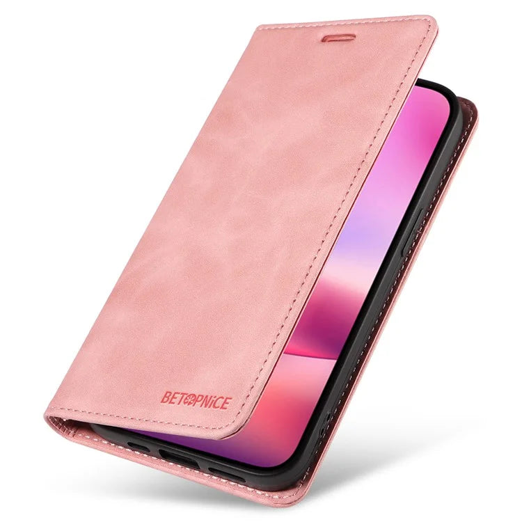 BETOPNICE 003 For iPhone 16 Leather Case Wallet Stand Protective Phone Cover