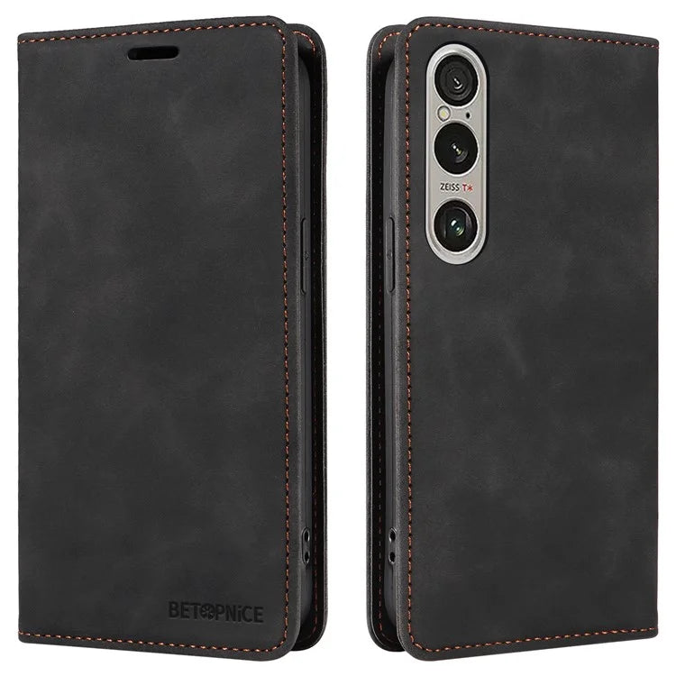 BETOPNICE 003 For Sony Xperia 1 VI Case RFID Blocking Leather Phone Cover Strong Magnetic