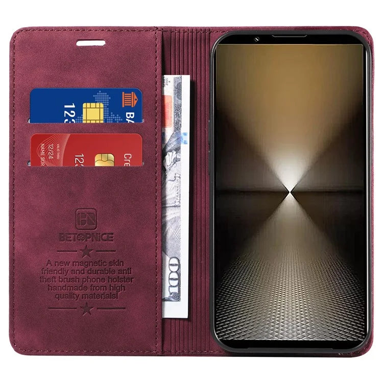BETOPNICE 003 For Sony Xperia 1 VI Case RFID Blocking Leather Phone Cover Strong Magnetic