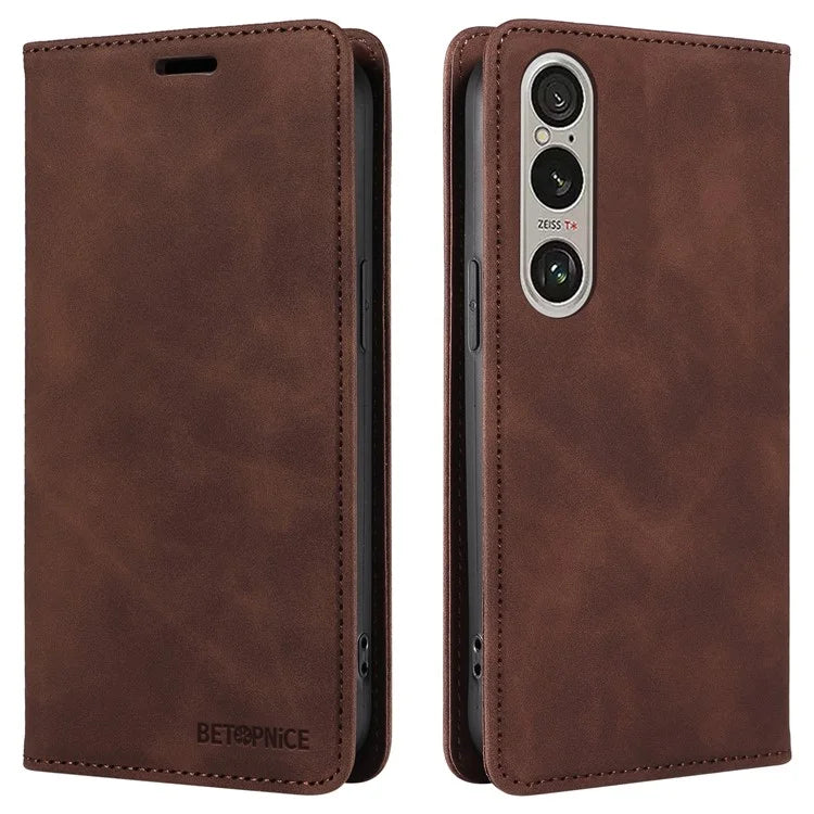 BETOPNICE 003 For Sony Xperia 1 VI Case RFID Blocking Leather Phone Cover Strong Magnetic