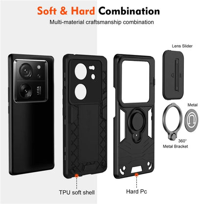 For Xiaomi 13T / 13T Pro Case PC+TPU Kickstand Phone Cover Magnetic Car Mount