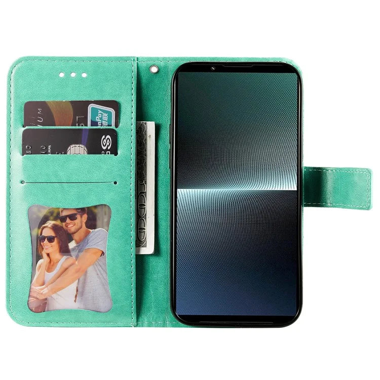 For Sony Xperia 1 V Case Flower Pattern Wallet Style Leather Phone Cover