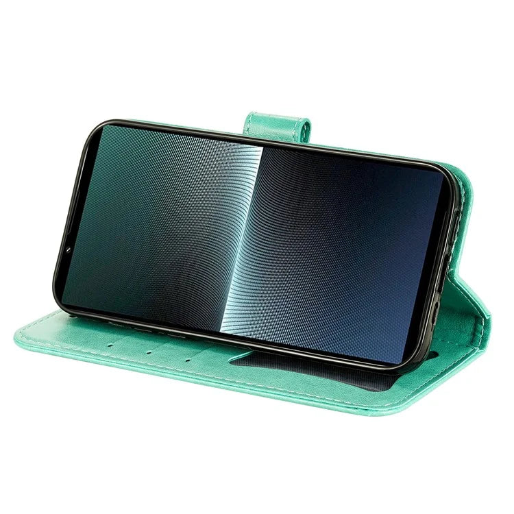 For Sony Xperia 1 V Case Flower Pattern Wallet Style Leather Phone Cover