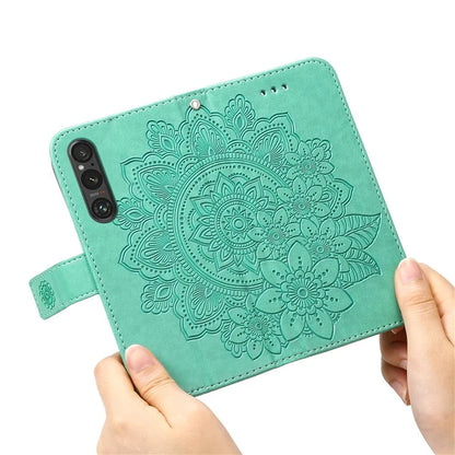 For Sony Xperia 1 V Case Flower Pattern Wallet Style Leather Phone Cover