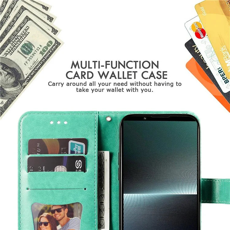 For Sony Xperia 1 V Case Flower Pattern Wallet Style Leather Phone Cover