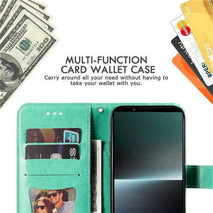 For Sony Xperia 1 V Case Flower Pattern Wallet Style Leather Phone Cover