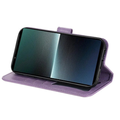 For Sony Xperia 1 V Case Flower Pattern Wallet Style Leather Phone Cover