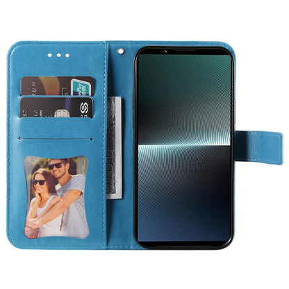 For Sony Xperia 1 V Case Flower Pattern Wallet Style Leather Phone Cover