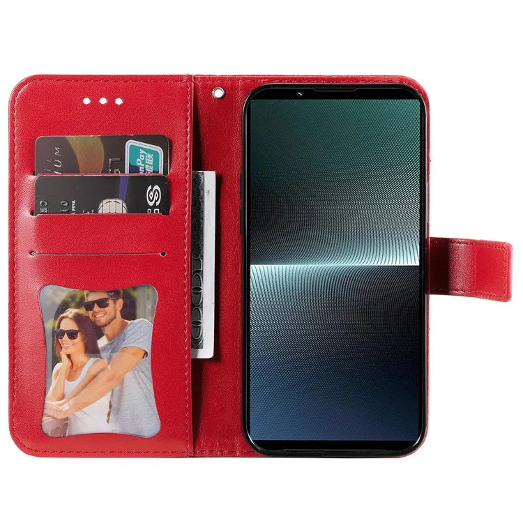For Sony Xperia 1 V Case Flower Pattern Wallet Style Leather Phone Cover