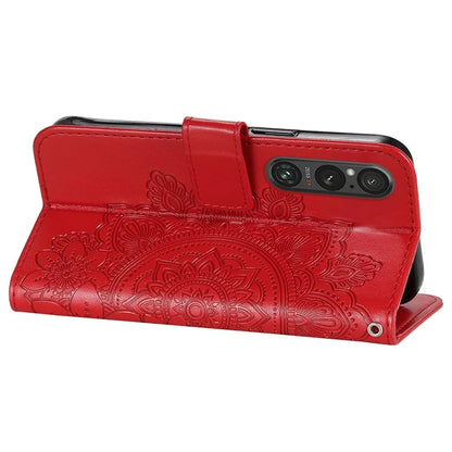 For Sony Xperia 1 V Case Flower Pattern Wallet Style Leather Phone Cover