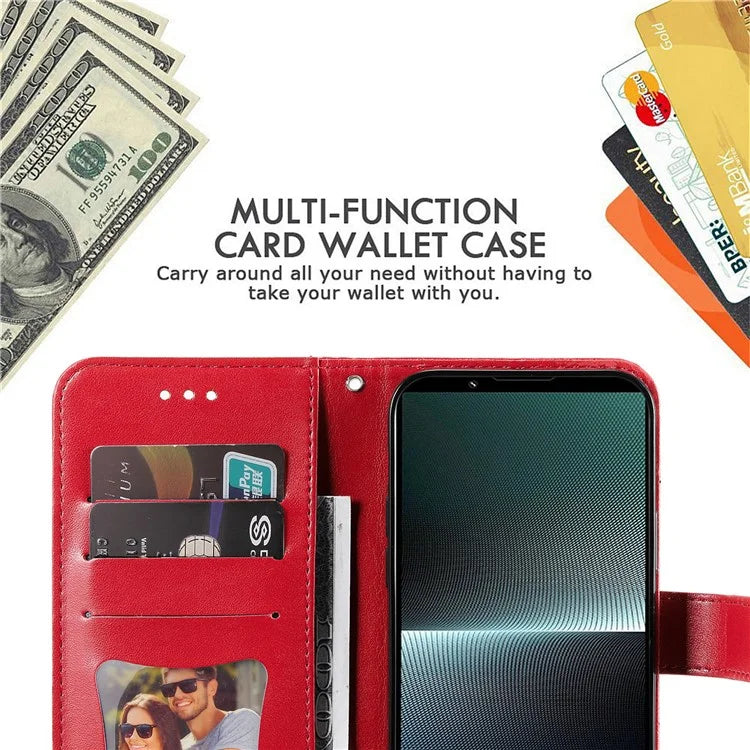 For Sony Xperia 1 V Case Flower Pattern Wallet Style Leather Phone Cover