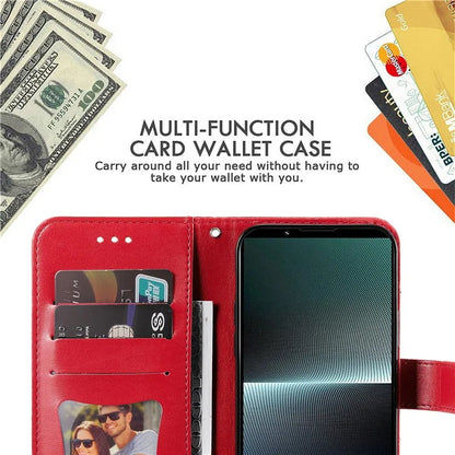 For Sony Xperia 1 V Case Flower Pattern Wallet Style Leather Phone Cover