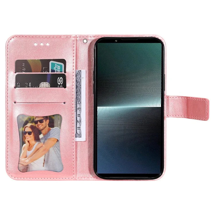 For Sony Xperia 1 V Case Flower Pattern Wallet Style Leather Phone Cover