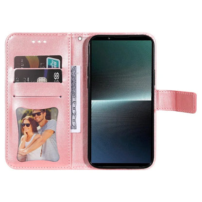 For Sony Xperia 1 V Case Flower Pattern Wallet Style Leather Phone Cover