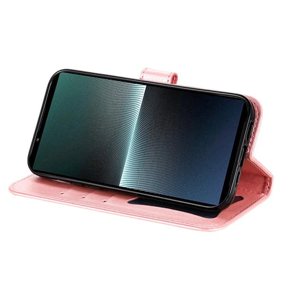 For Sony Xperia 1 V Case Flower Pattern Wallet Style Leather Phone Cover
