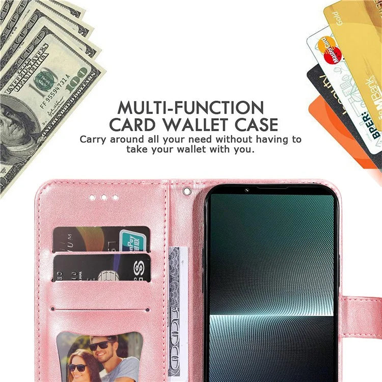 For Sony Xperia 1 V Case Flower Pattern Wallet Style Leather Phone Cover