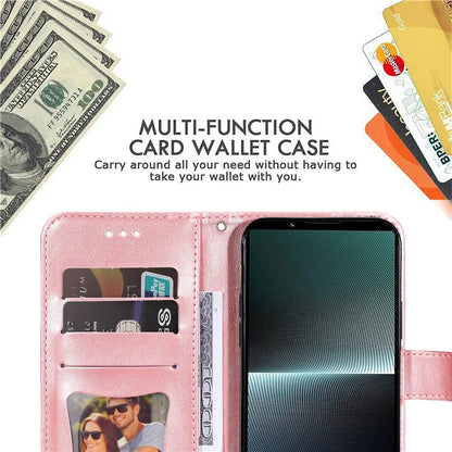 For Sony Xperia 1 V Case Flower Pattern Wallet Style Leather Phone Cover