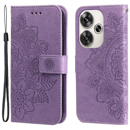For Xiaomi Redmi Turbo 3 5G / Poco F6 5G Case PU Leather Phone Cover Flower Pattern