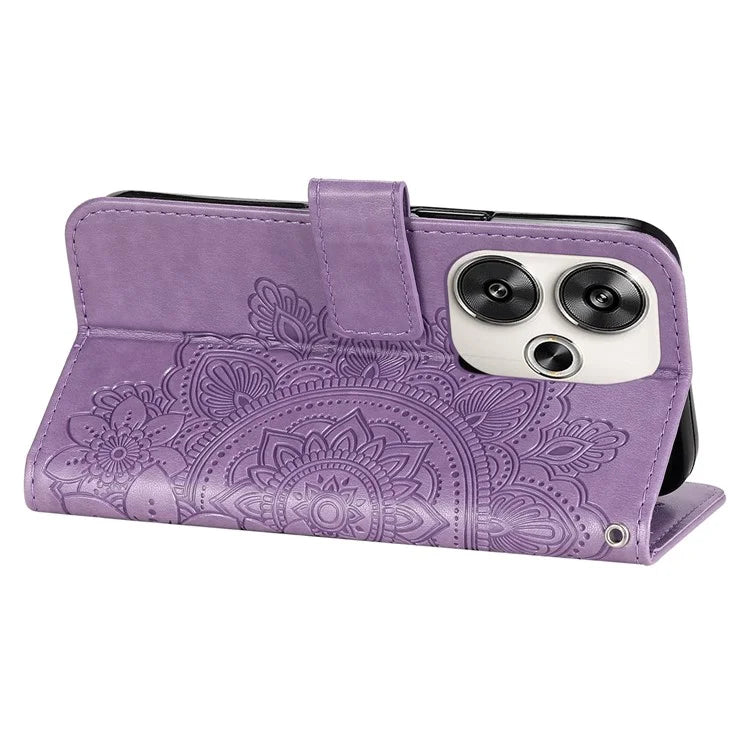 For Xiaomi Redmi Turbo 3 5G / Poco F6 5G Case PU Leather Phone Cover Flower Pattern