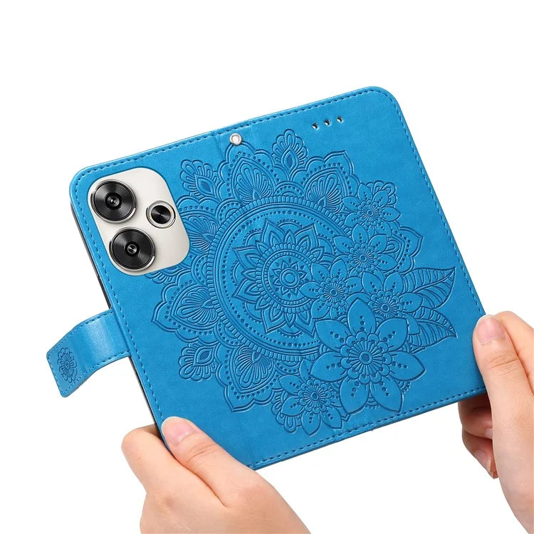 For Xiaomi Redmi Turbo 3 5G / Poco F6 5G Case PU Leather Phone Cover Flower Pattern